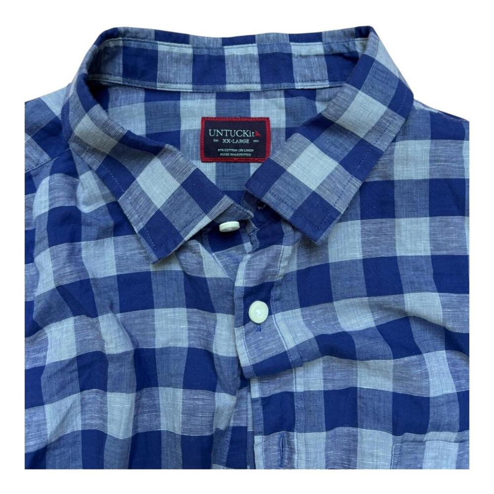 UNTUCKit Cotton Plaid Button Down Shirt Blue Gray Men’s Size XXL